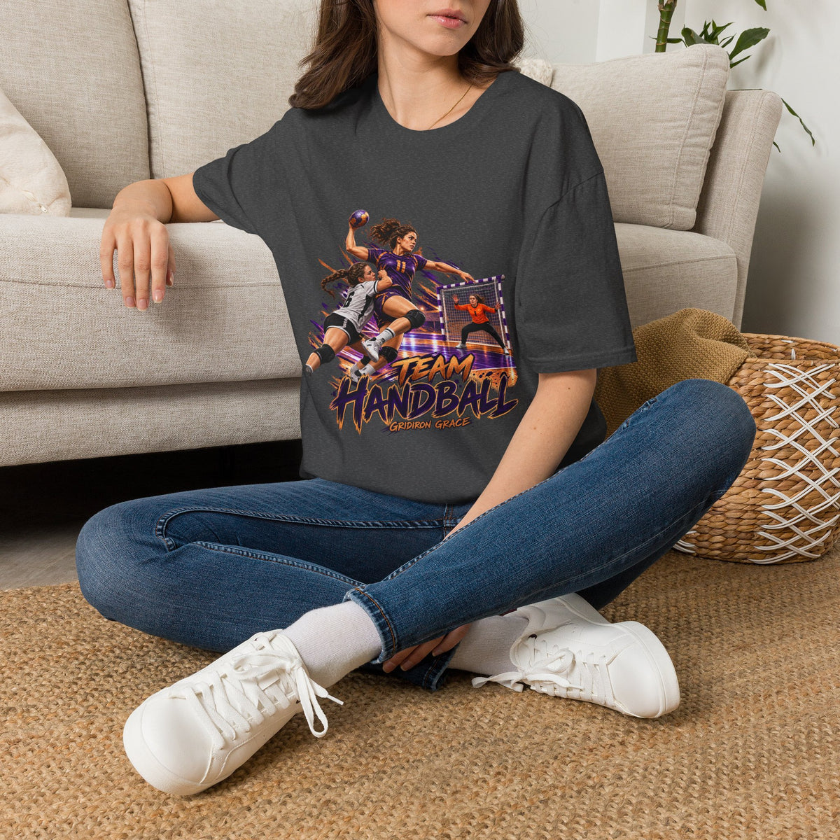 Handball Team Graphic T-Shirt — Retro Sports Players Design