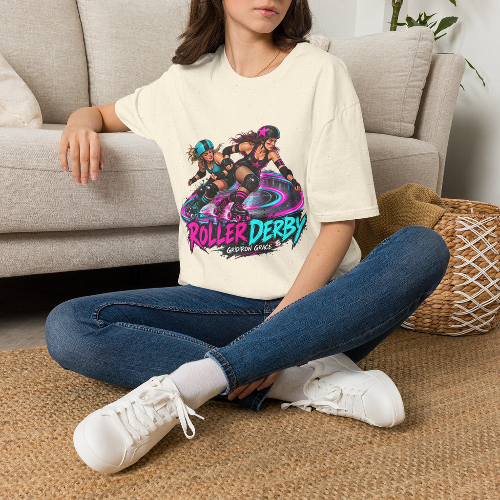 Roller Derby Graphic T-Shirt — Neon Skate Team “Roller Derby” Design