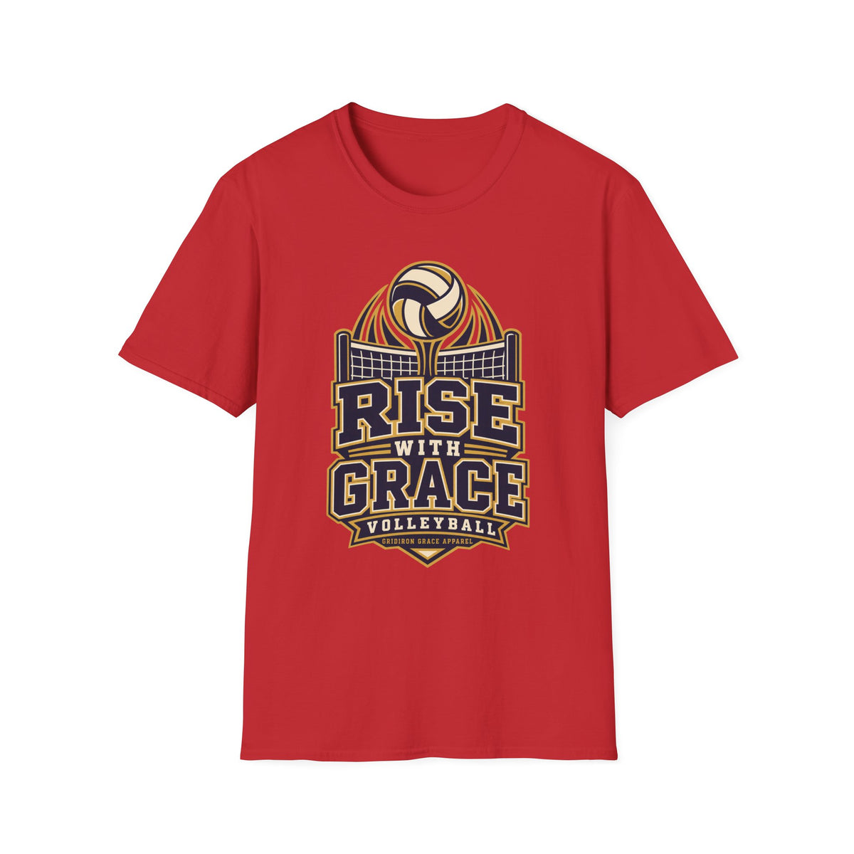 Volleyball "Rise With Grace" T-Shirt — Athletic Team Tee for Players & Fans
