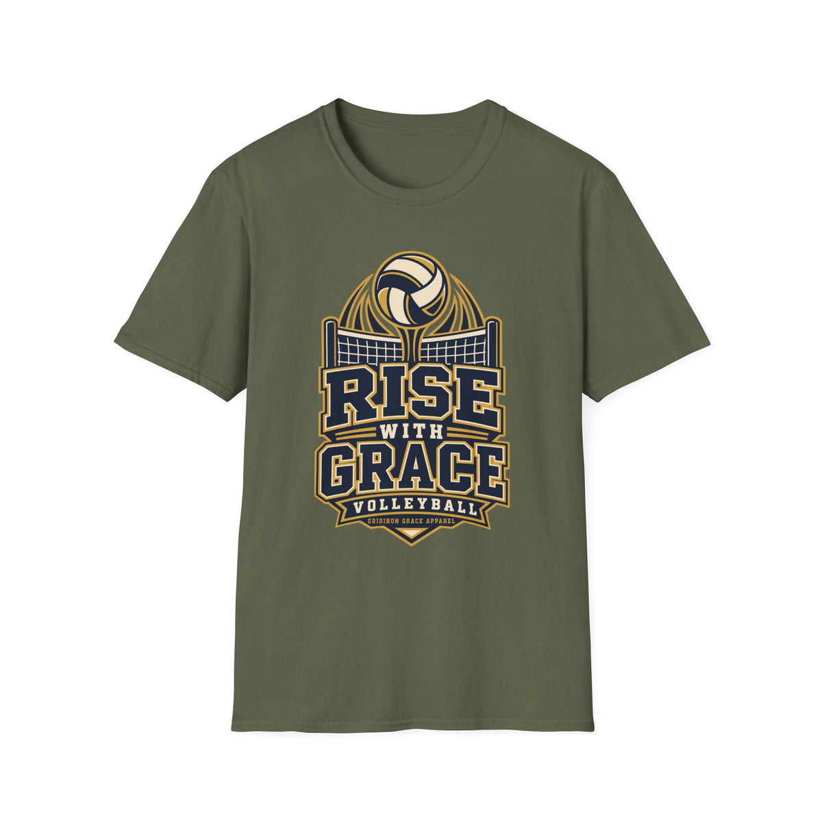 Volleyball "Rise With Grace" T-Shirt — Athletic Team Tee for Players & Fans