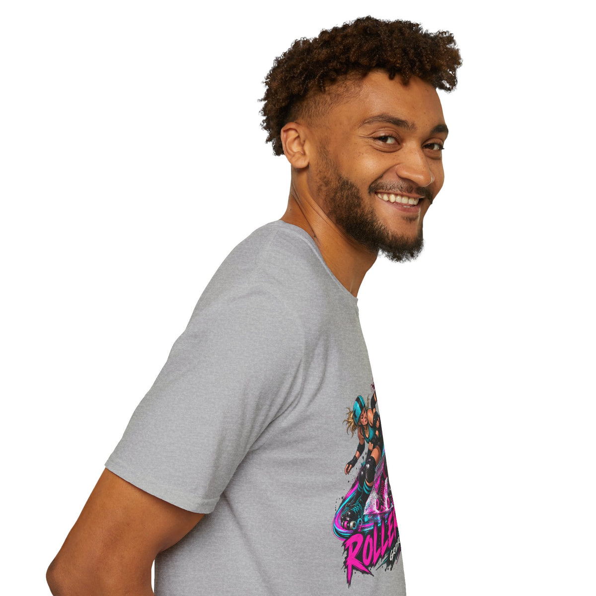 Roller Derby Graphic T-Shirt — Neon Skate Team “Roller Derby” Design