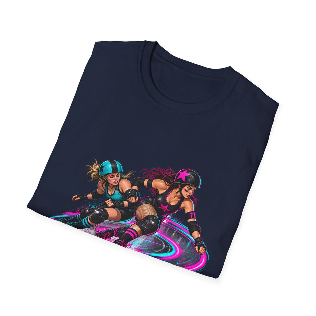 Roller Derby Graphic T-Shirt — Neon Skate Team “Roller Derby” Design