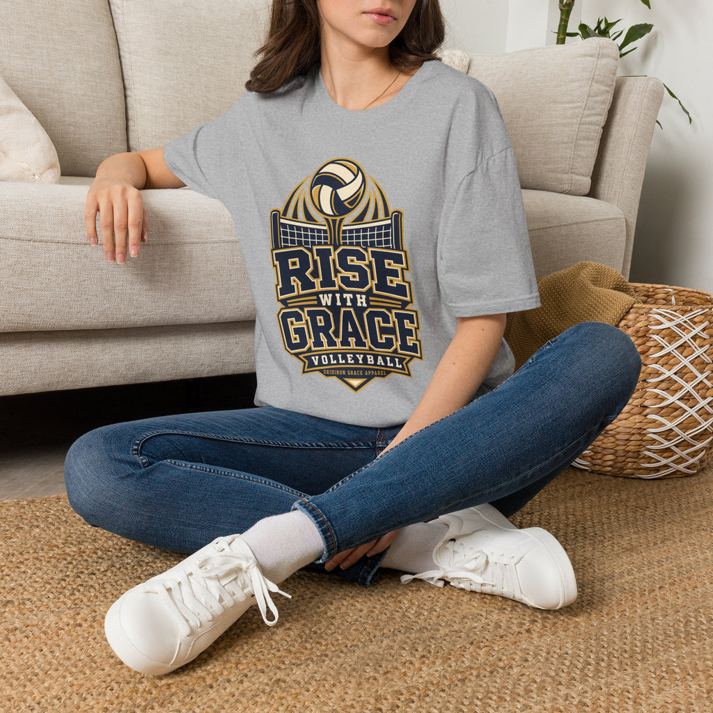 Volleyball "Rise With Grace" T-Shirt — Athletic Team Tee for Players & Fans