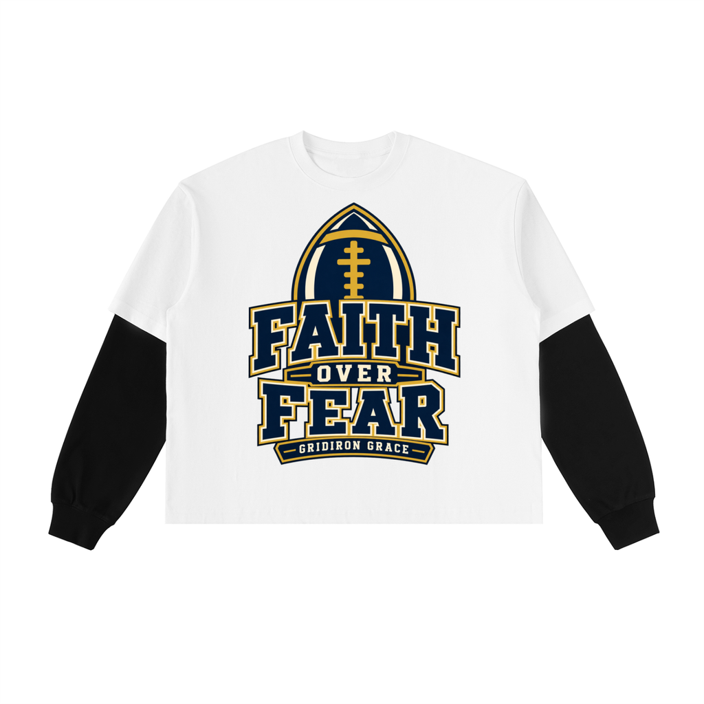 Layered Contrast Sleeve Cotton T-Shirt