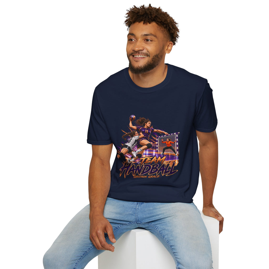 Handball Team Graphic T-Shirt — Retro Sports Players Design