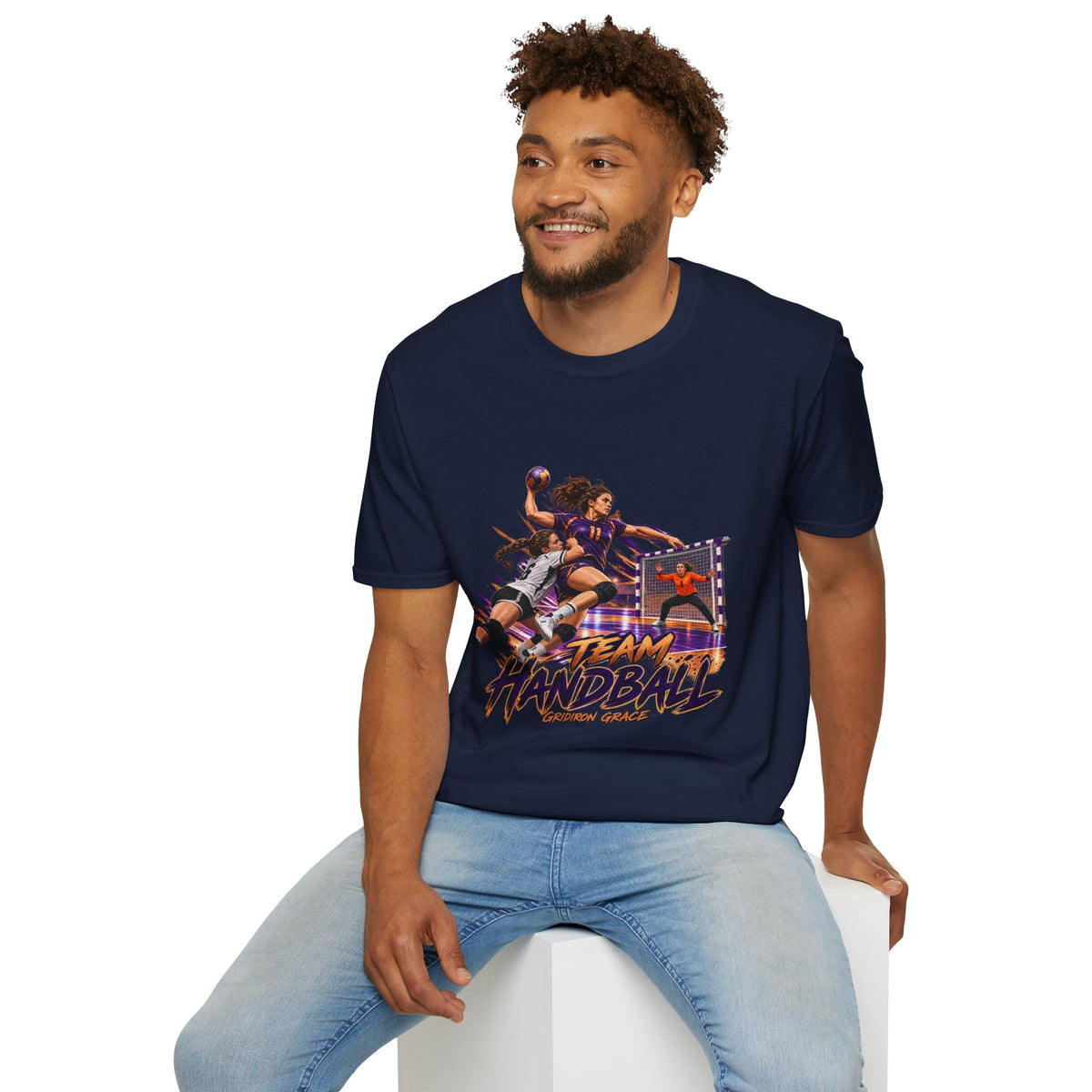 Handball Team Graphic T-Shirt — Retro Sports Players Design