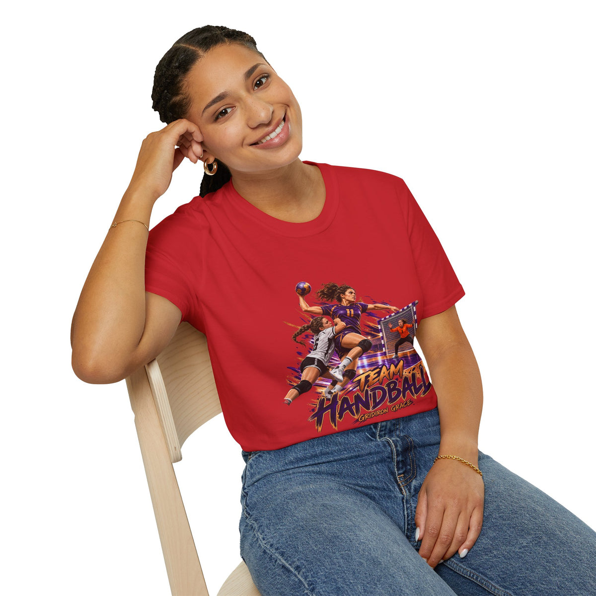Handball Team Graphic T-Shirt — Retro Sports Players Design