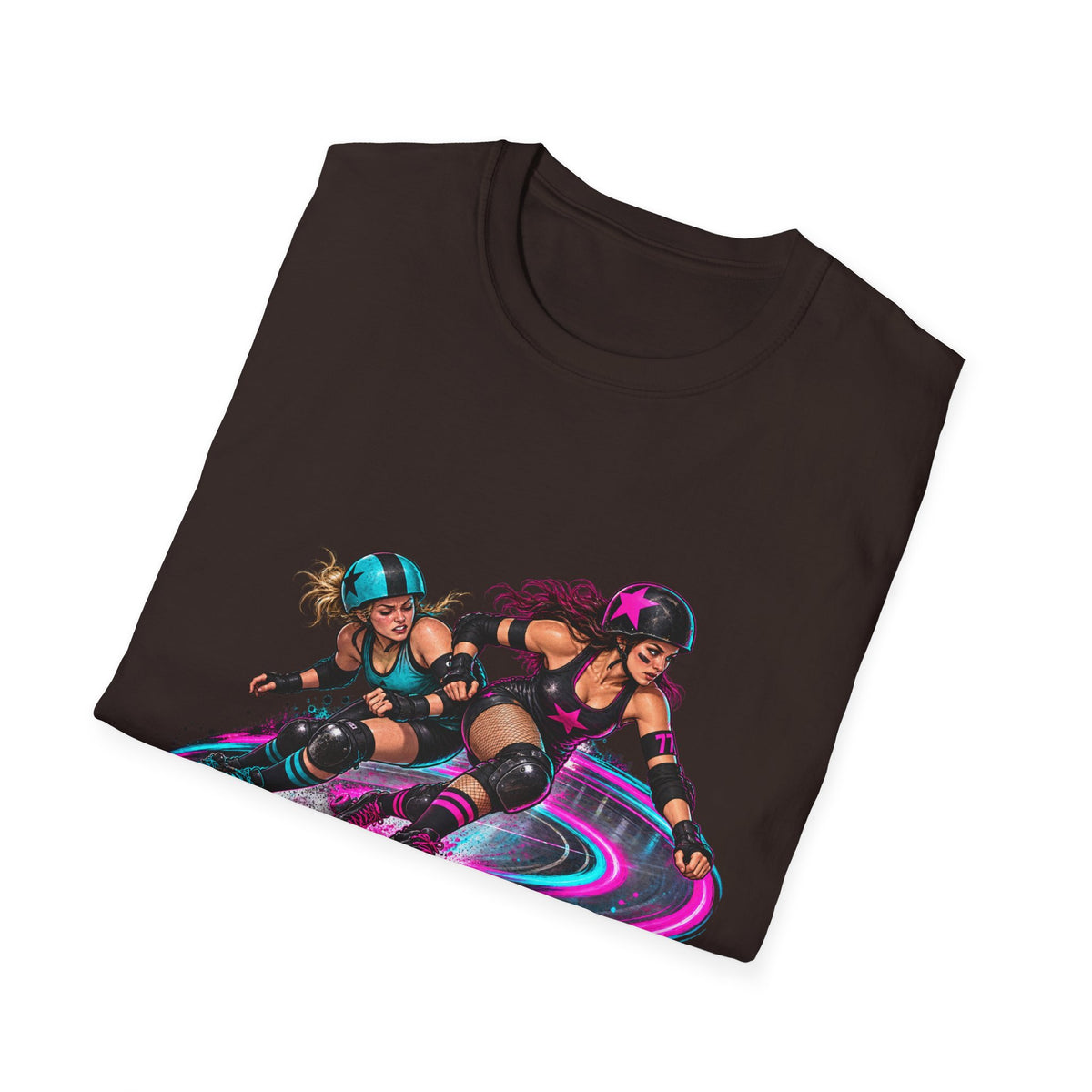 Roller Derby Graphic T-Shirt — Neon Skate Team “Roller Derby” Design