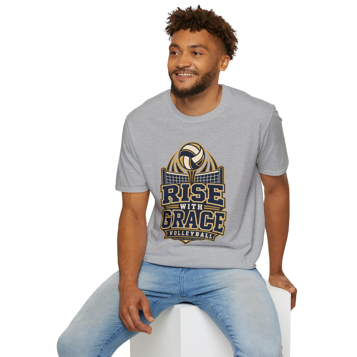 Volleyball "Rise With Grace" T-Shirt — Athletic Team Tee for Players & Fans