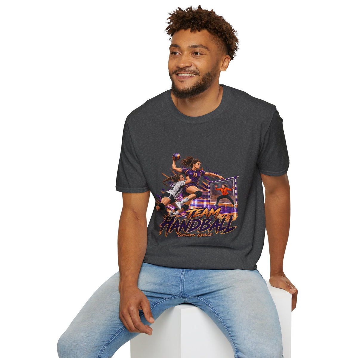 Handball Team Graphic T-Shirt — Retro Sports Players Design