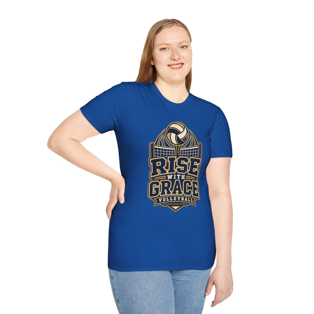 Volleyball "Rise With Grace" T-Shirt — Athletic Team Tee for Players & Fans
