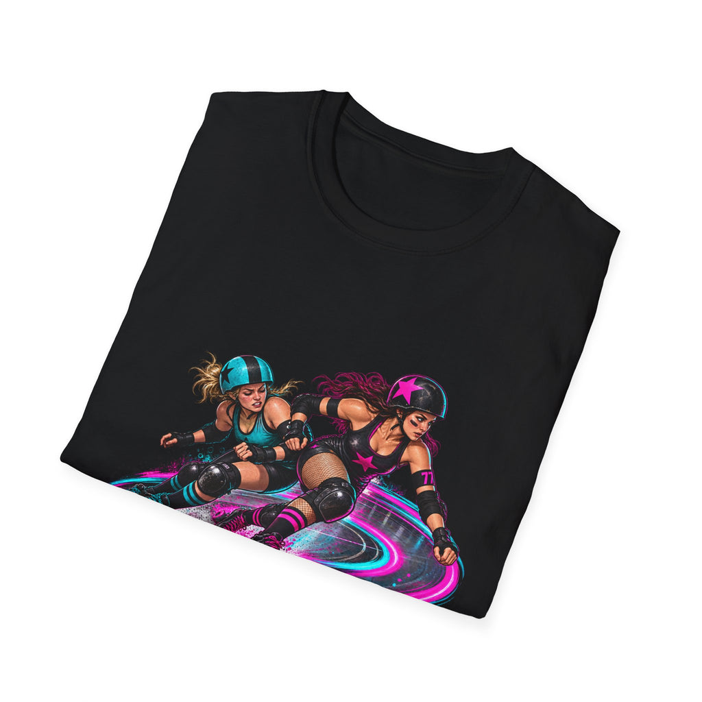 Roller Derby Graphic T-Shirt — Neon Skate Team “Roller Derby” Design