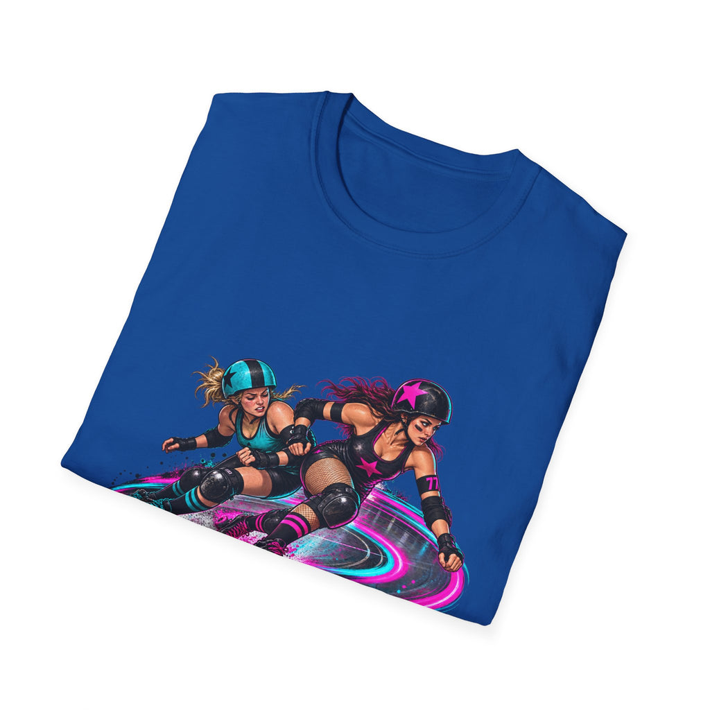 Roller Derby Graphic T-Shirt — Neon Skate Team “Roller Derby” Design
