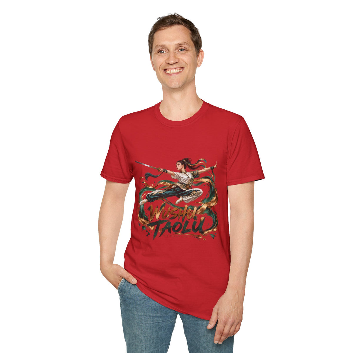 Wushu Taolu Martial Arts T-Shirt — Dynamic Fighter Illustration Tee