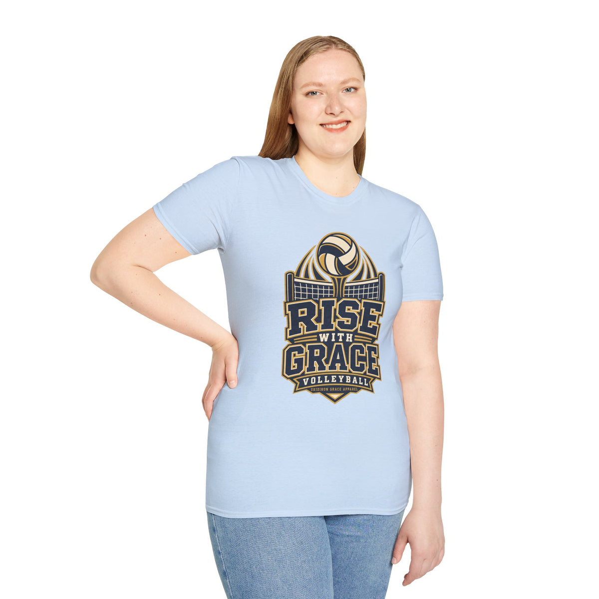 Volleyball "Rise With Grace" T-Shirt — Athletic Team Tee for Players & Fans