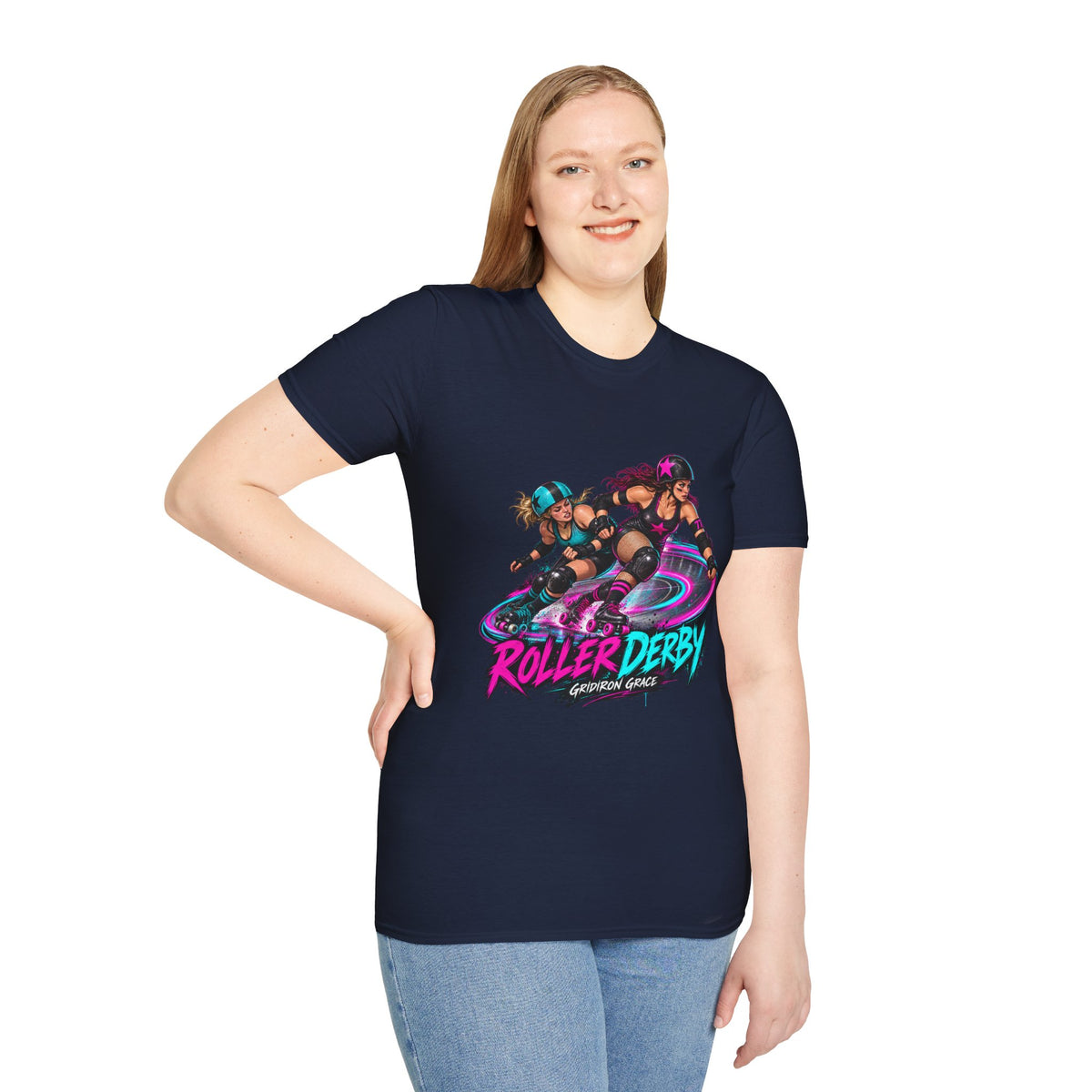 Roller Derby Graphic T-Shirt — Neon Skate Team “Roller Derby” Design