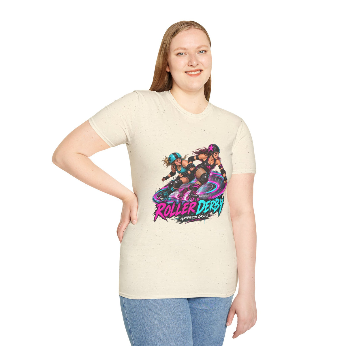Roller Derby Graphic T-Shirt — Neon Skate Team “Roller Derby” Design