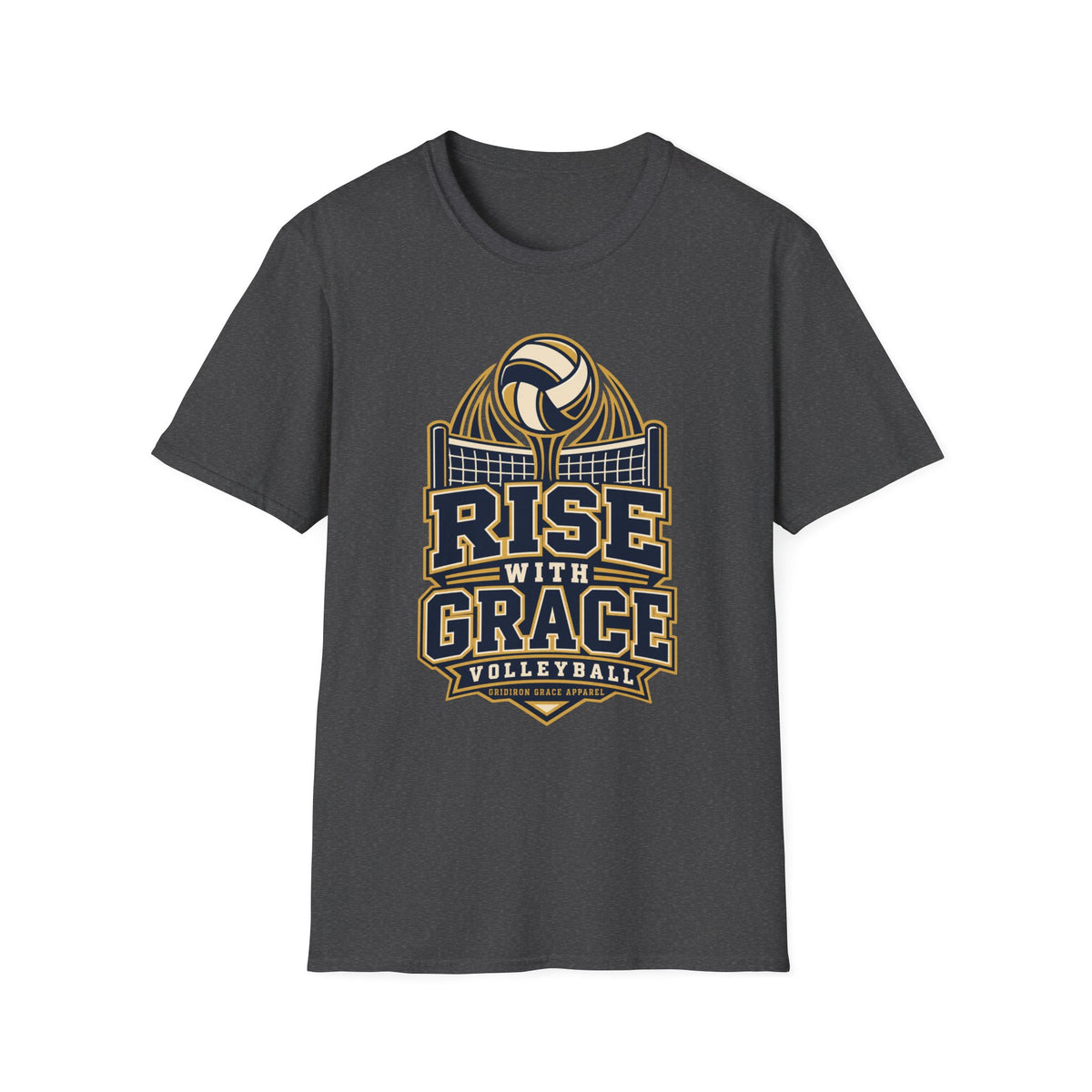 Volleyball "Rise With Grace" T-Shirt — Athletic Team Tee for Players & Fans