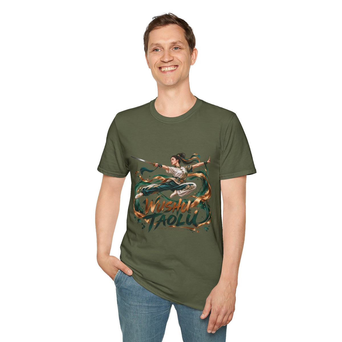 Wushu Taolu Martial Arts T-Shirt — Dynamic Fighter Illustration Tee
