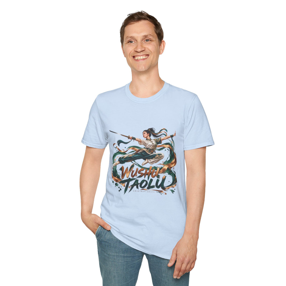 Wushu Taolu Martial Arts T-Shirt — Dynamic Fighter Illustration Tee