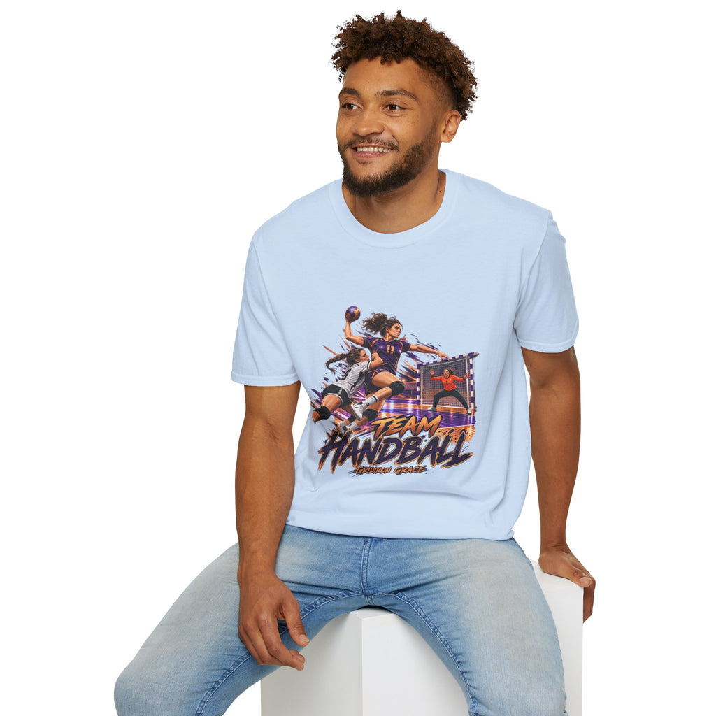 Handball Team Graphic T-Shirt — Retro Sports Players Design