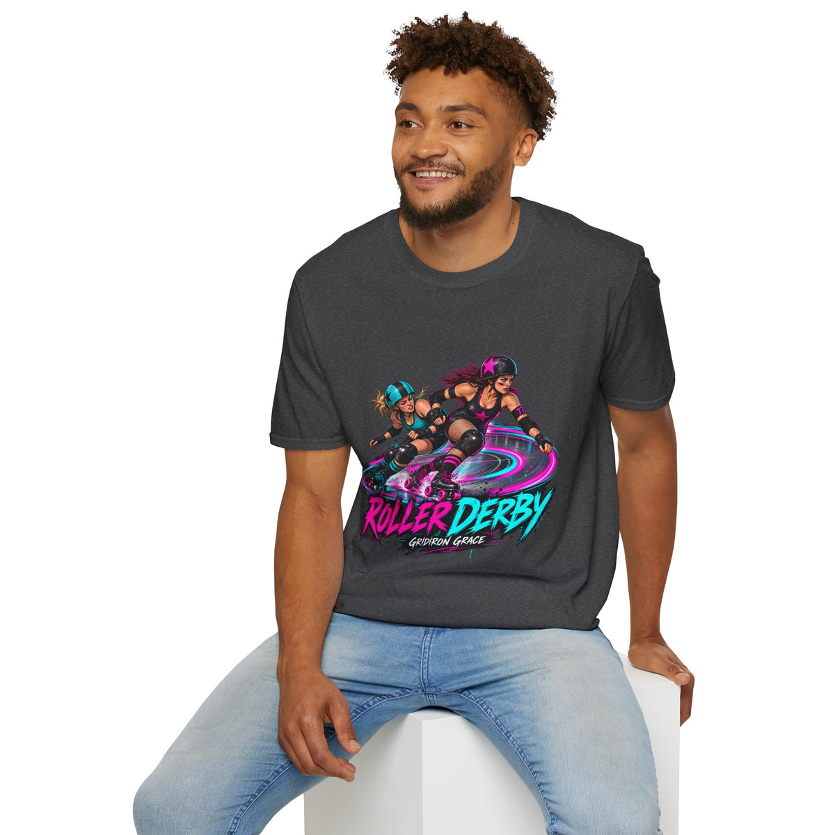 Roller Derby Graphic T-Shirt — Neon Skate Team “Roller Derby” Design