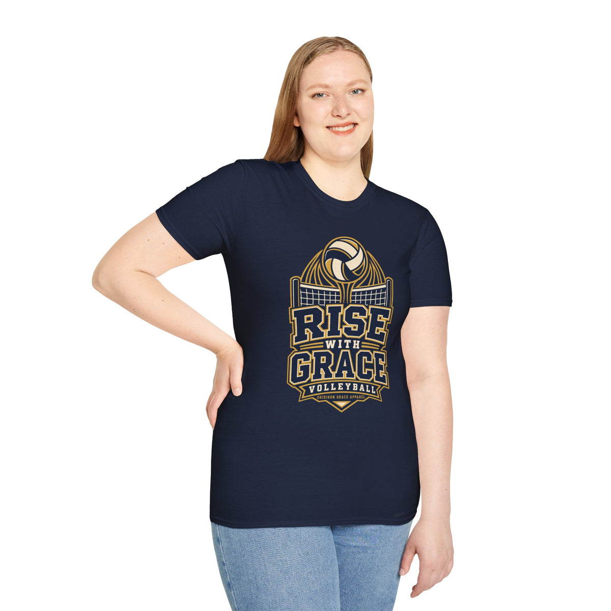 Volleyball "Rise With Grace" T-Shirt — Athletic Team Tee for Players & Fans