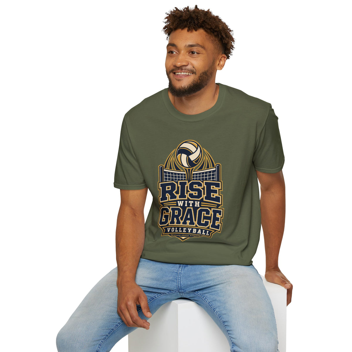 Volleyball "Rise With Grace" T-Shirt — Athletic Team Tee for Players & Fans