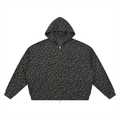 Unisex Leopard Print Waffle Full Zip Hoodie