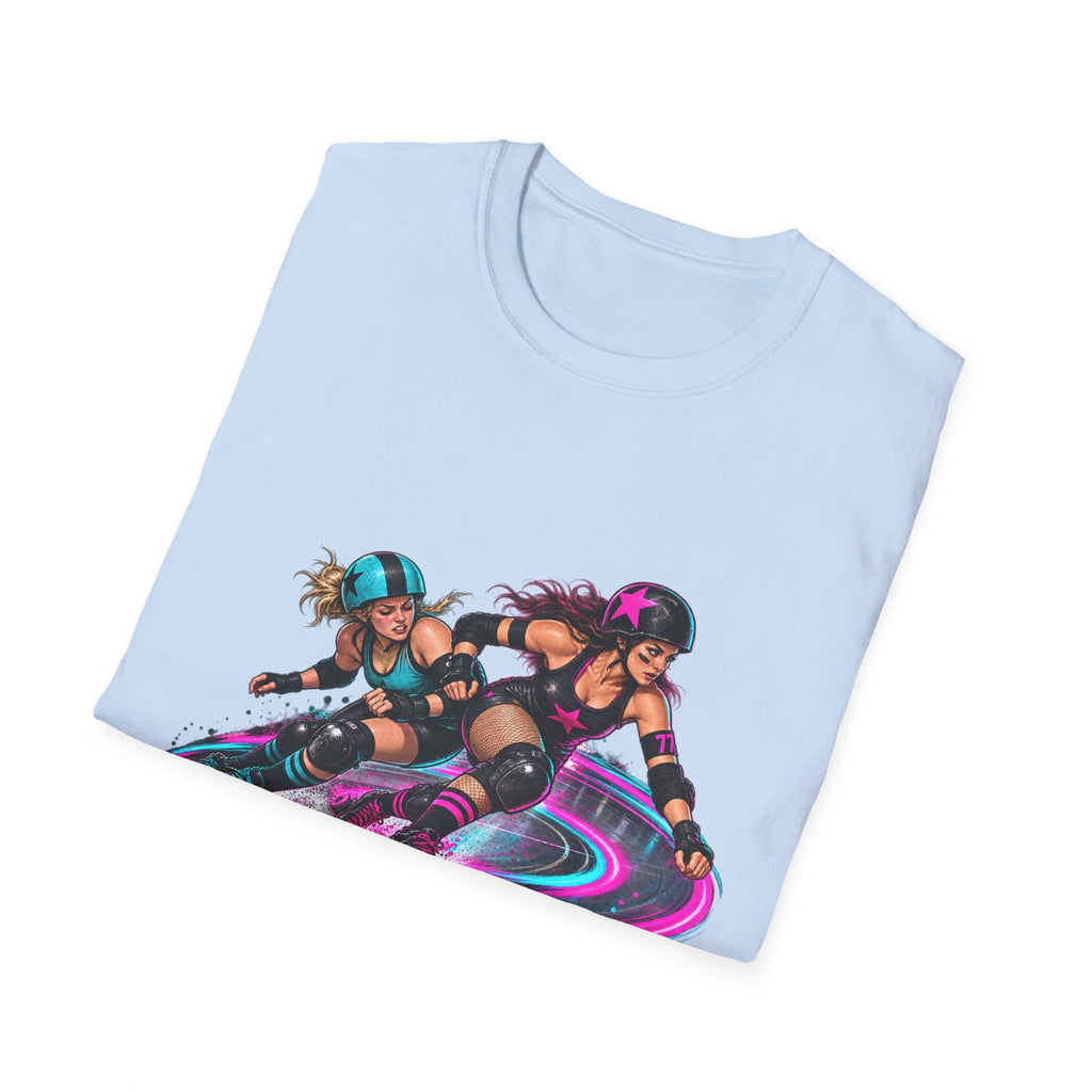 Roller Derby Graphic T-Shirt — Neon Skate Team “Roller Derby” Design