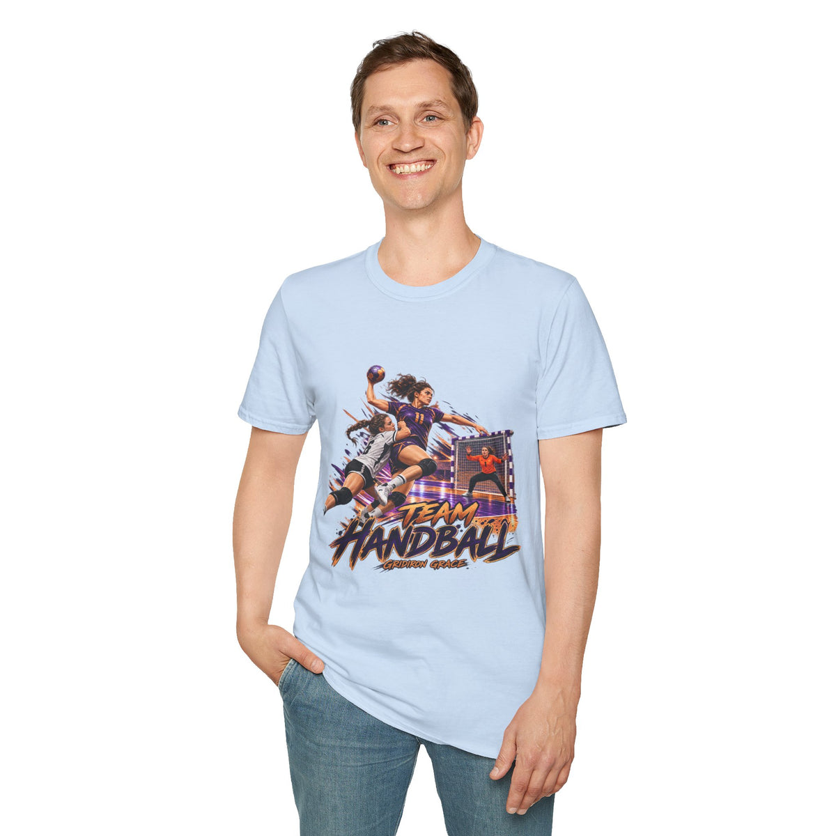 Handball Team Graphic T-Shirt — Retro Sports Players Design