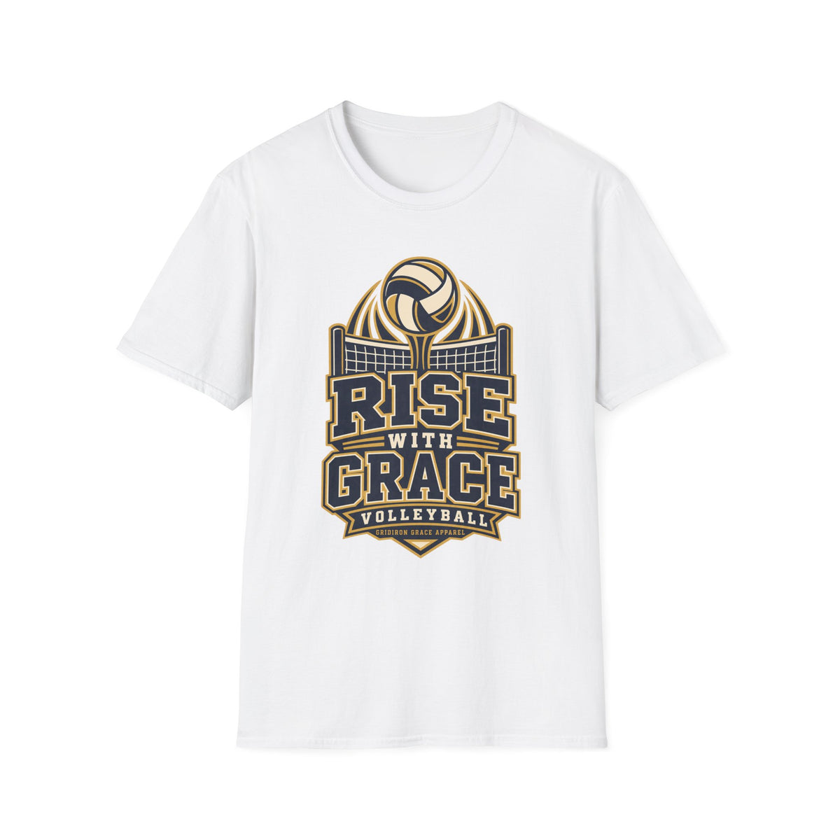 Volleyball "Rise With Grace" T-Shirt — Athletic Team Tee for Players & Fans
