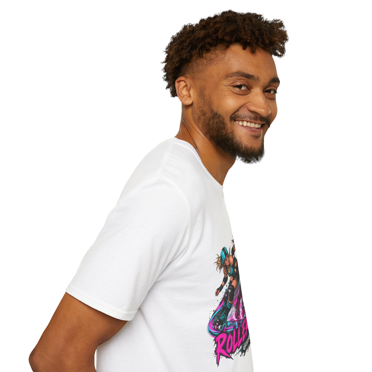 Roller Derby Graphic T-Shirt — Neon Skate Team “Roller Derby” Design