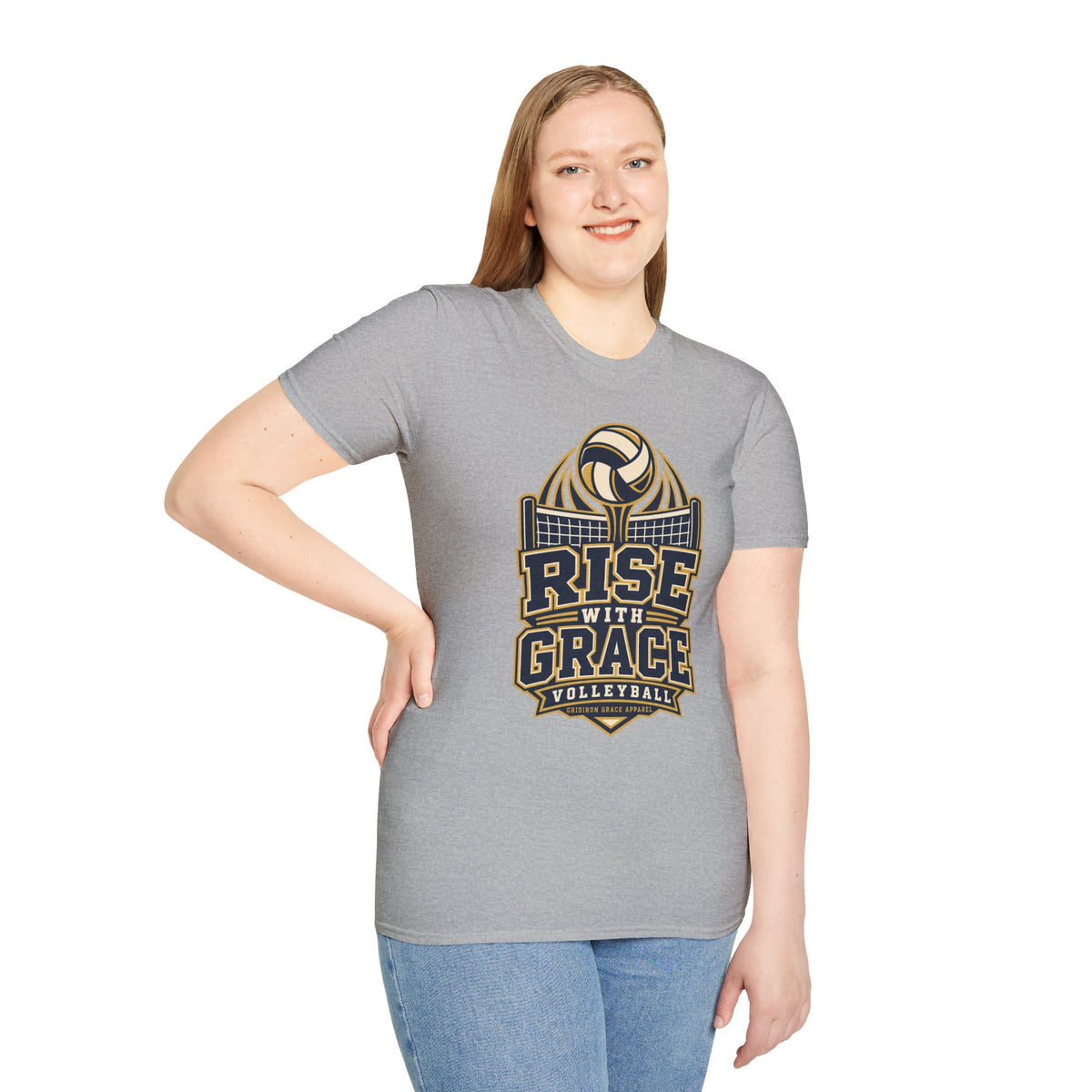 Volleyball "Rise With Grace" T-Shirt — Athletic Team Tee for Players & Fans