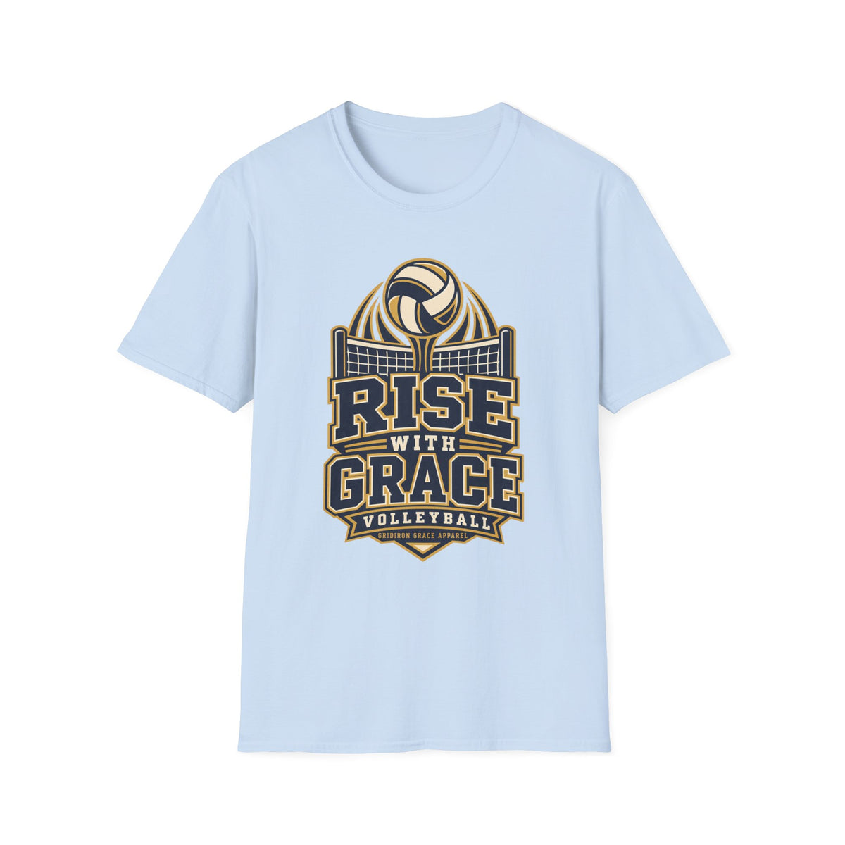 Volleyball "Rise With Grace" T-Shirt — Athletic Team Tee for Players & Fans