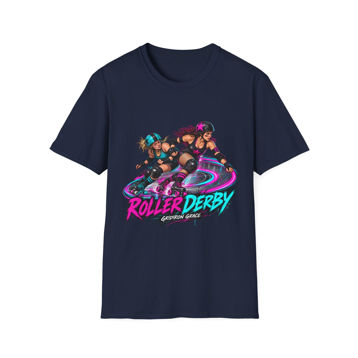 Roller Derby Graphic T-Shirt — Neon Skate Team “Roller Derby” Design