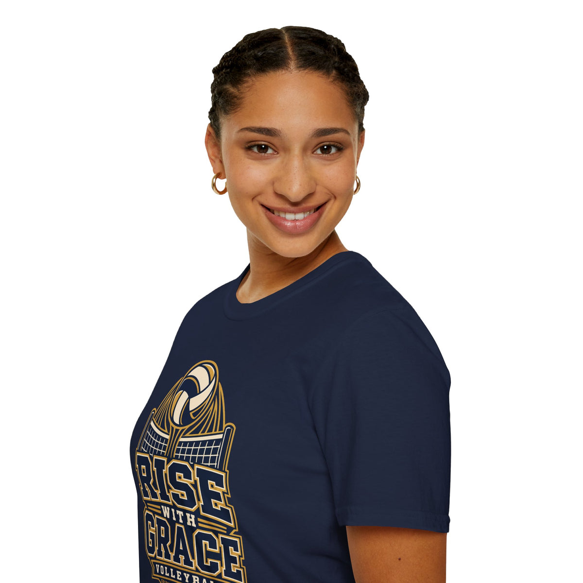 Volleyball "Rise With Grace" T-Shirt — Athletic Team Tee for Players & Fans