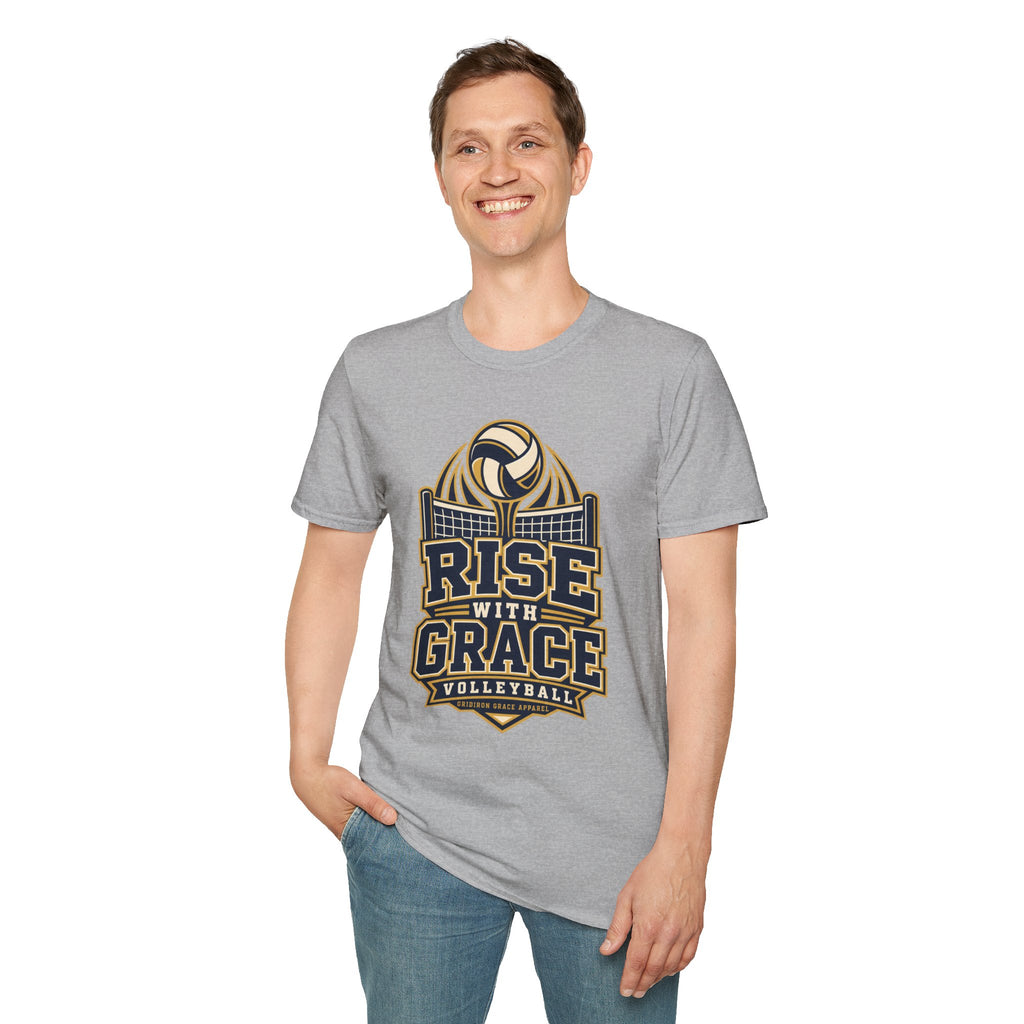 Volleyball "Rise With Grace" T-Shirt — Athletic Team Tee for Players & Fans
