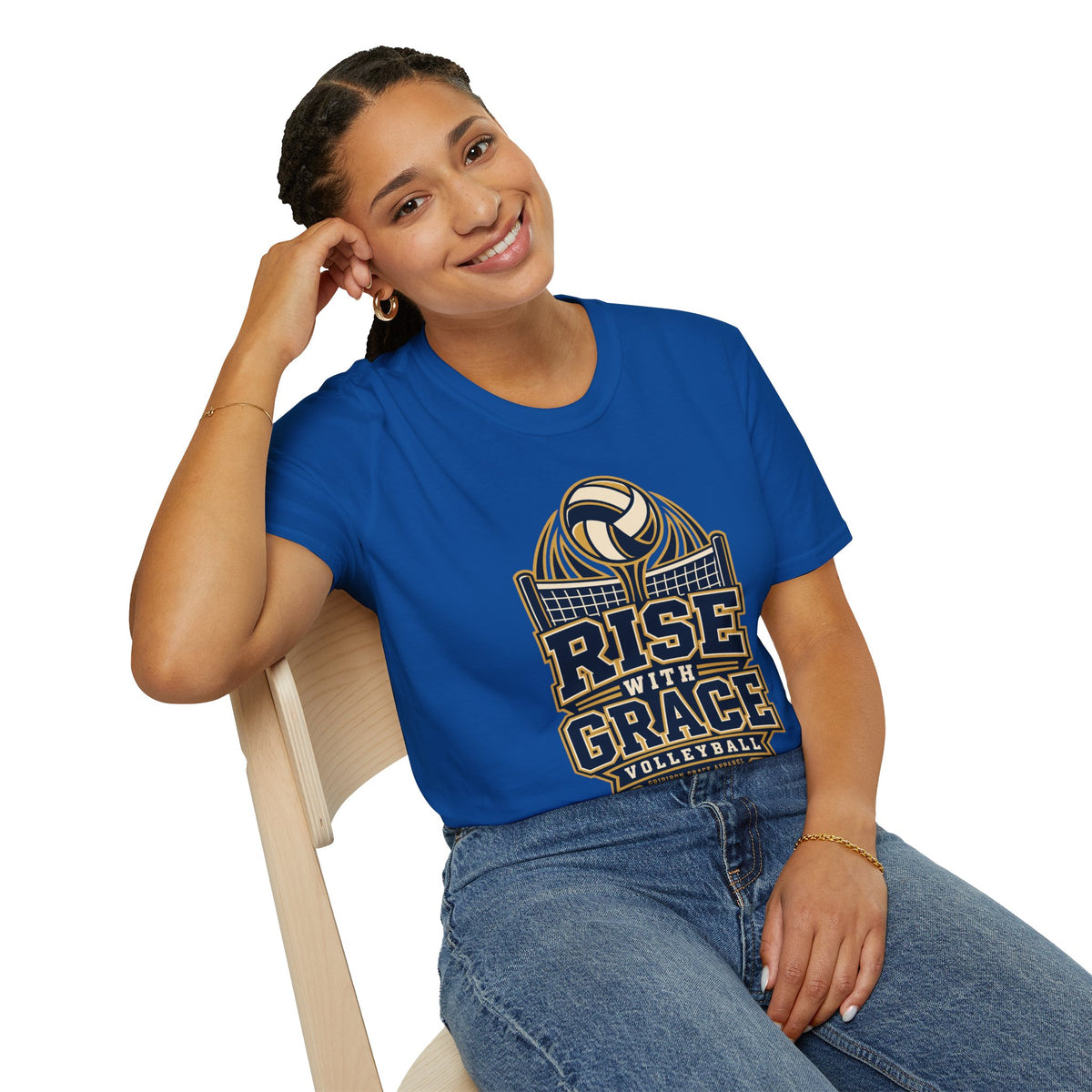 Volleyball "Rise With Grace" T-Shirt — Athletic Team Tee for Players & Fans