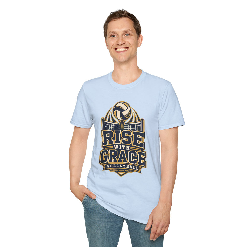 Volleyball "Rise With Grace" T-Shirt — Athletic Team Tee for Players & Fans