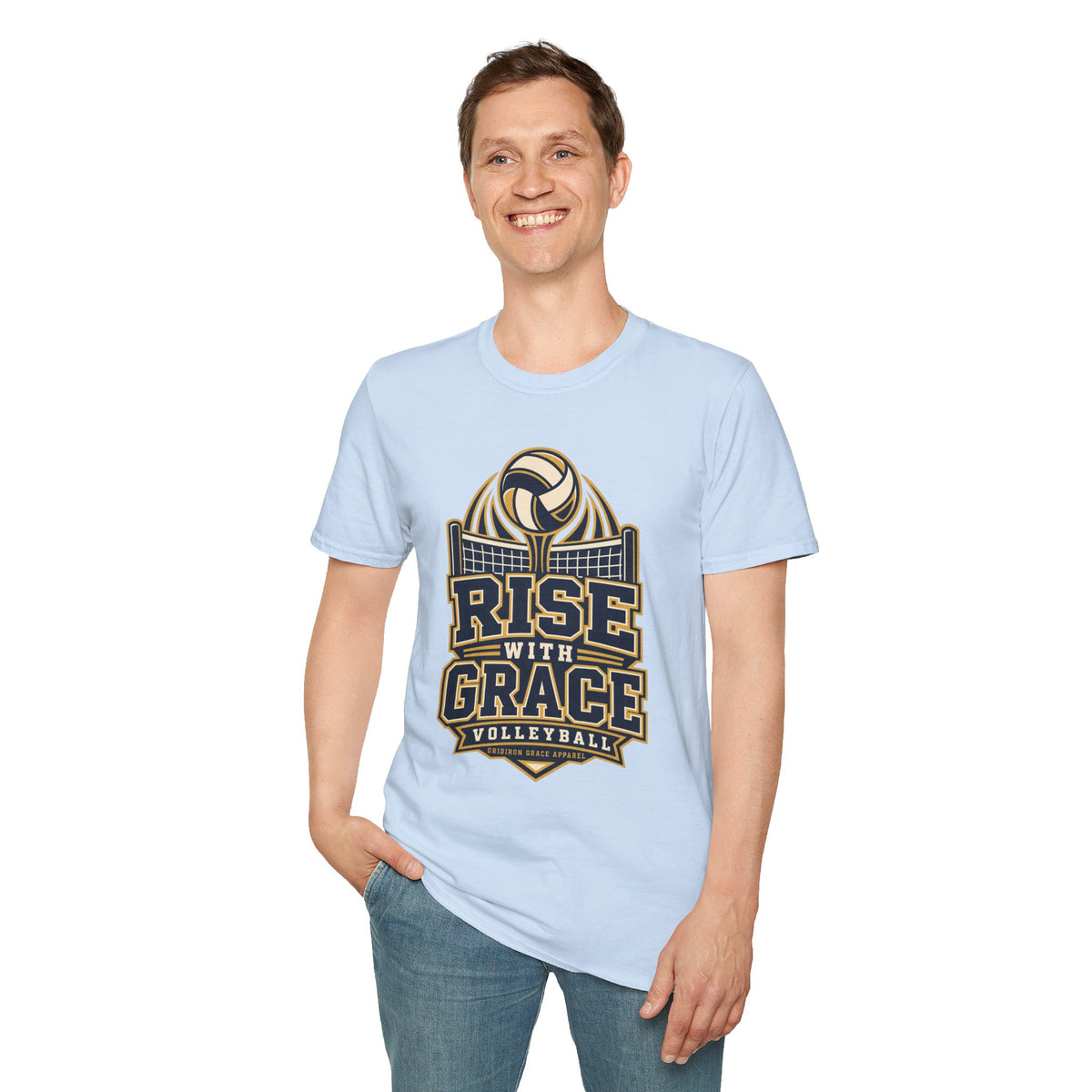 Volleyball "Rise With Grace" T-Shirt — Athletic Team Tee for Players & Fans